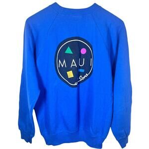 Vintage 80/90s Maui And Sons Sweatshirt Blue Big Logo Made In USA Size Medium